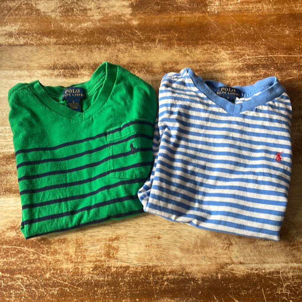 2 Ralph Lauren v neck tees. One size 6, one size 7